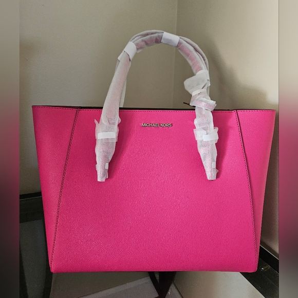 NWT MICHAEL Michael Kors Charlotte Large Leather 3 in 1 Tote Crossbody Bag - Picture 2 of 4